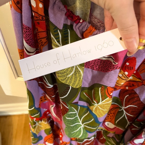 NWT House of Harlow 1960 Multicolor Leaf Pattern Dress - Picture 3 of 3